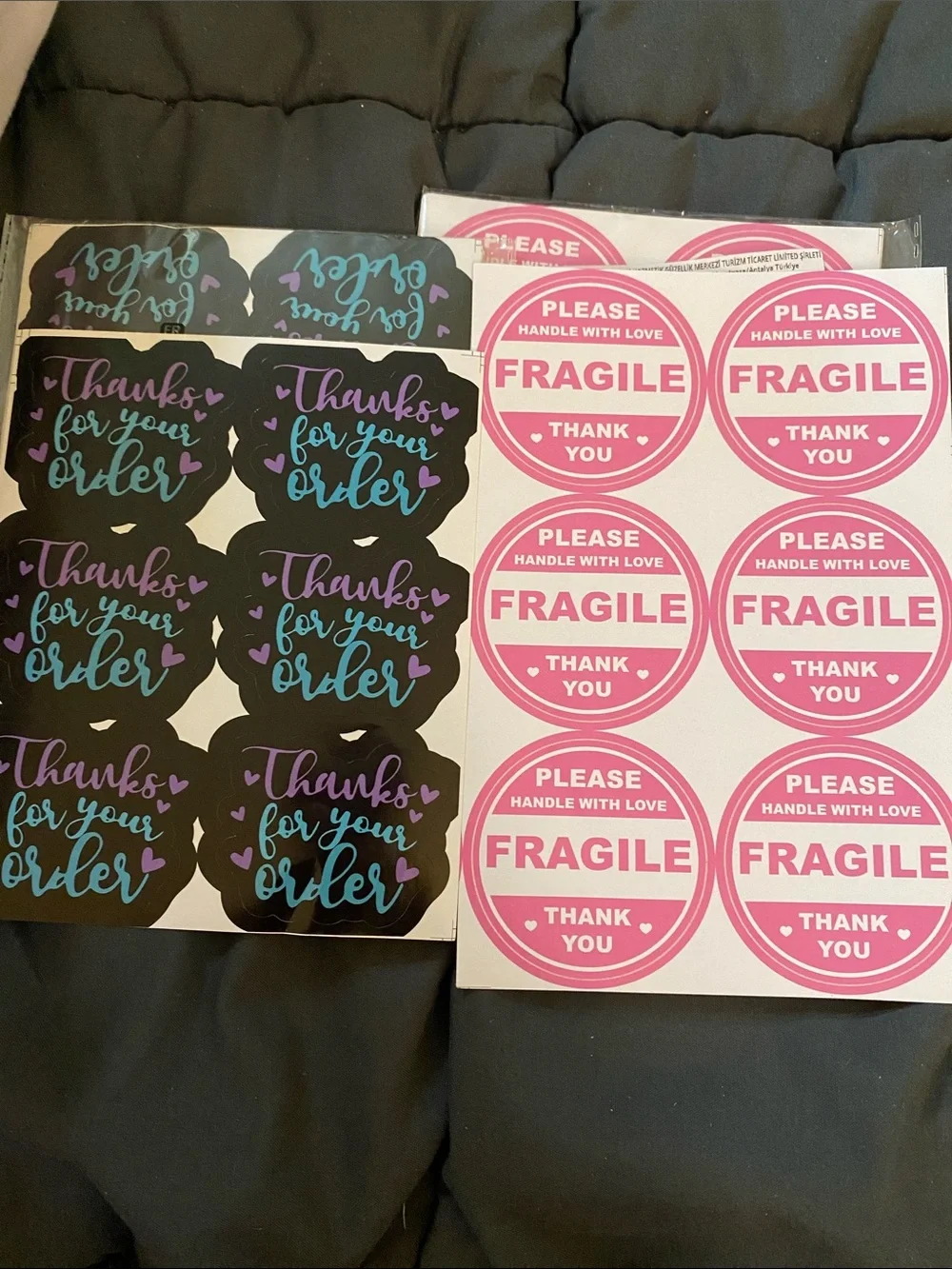 Assorted 'Thanks for Your Order' & 'Fragile' Sticker Sheet Set 120 in all